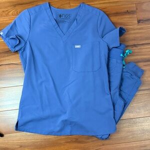 Figs Denim Blue Scrub Set